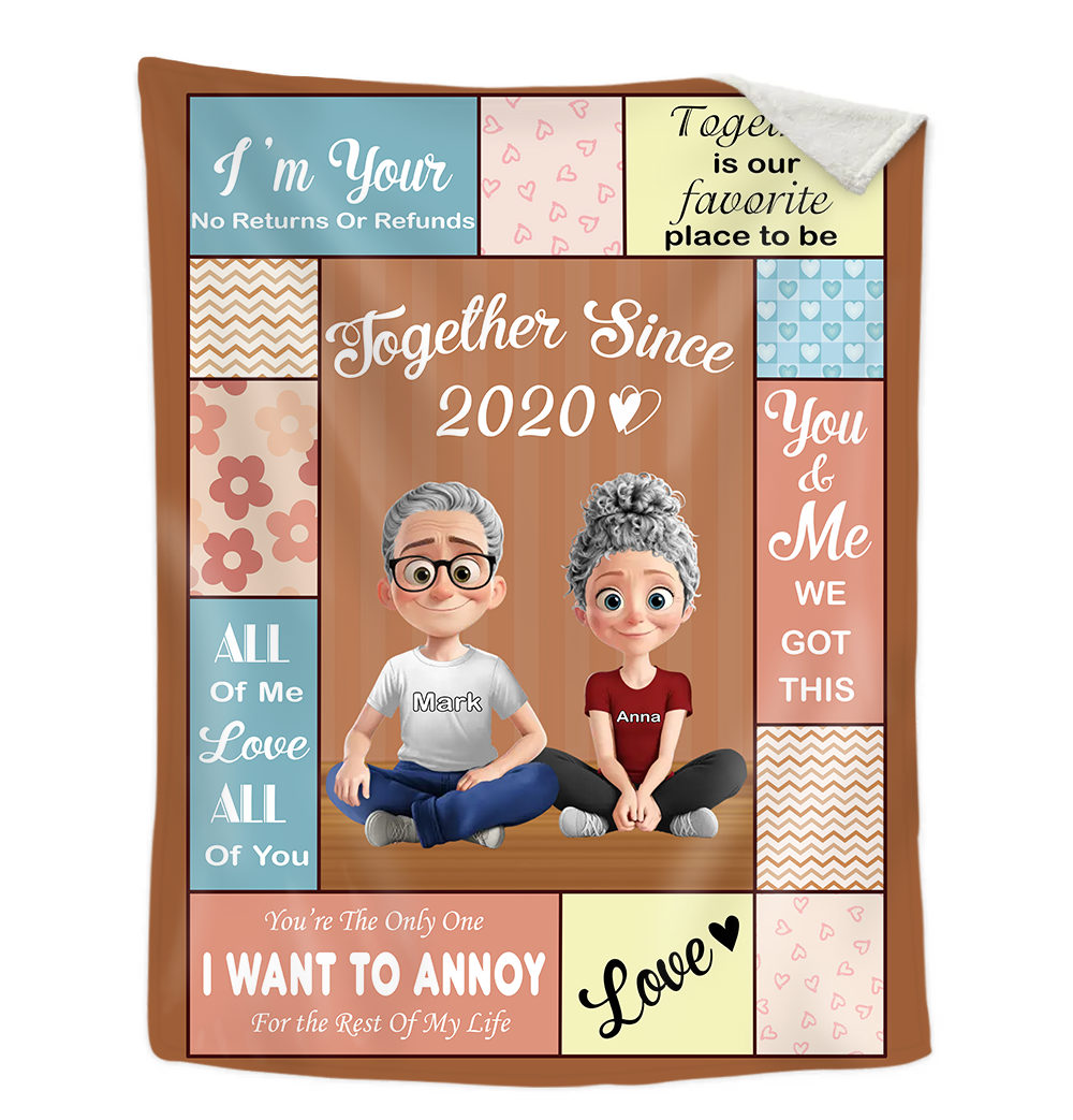 Custom Together Is Our Favorite Place To Be Fleece & Sherpa Blanket - Personalized Fleece Blanket, Sherpa Blanket, Valentine Anniversary Gift for Couple