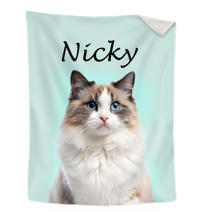 Custom Pet Photo Blanket, Personalized Dog Portrait Blanket, Pet Memorial Gift, Cat Picture Blanket