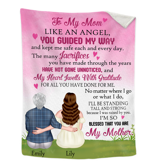 To My Mom Like An Angel - Personalized Blanket, Gift for Mom, Mother's Day Blanket
