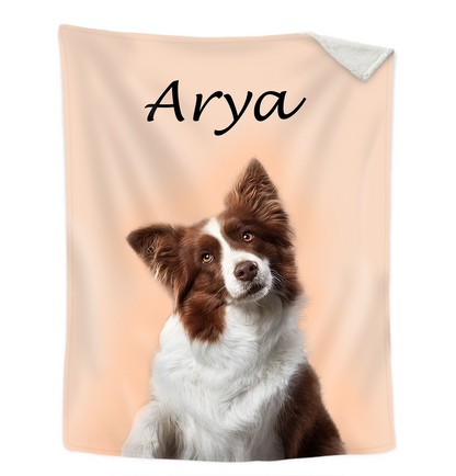 Custom Pet Photo Blanket, Personalized Dog Portrait Blanket, Pet Memorial Gift, Cat Picture Blanket