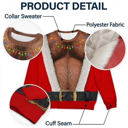 Funny Santa Abs Belly Body For Husband Dad Grandpa - Personalized Unisex Ugly Sweater