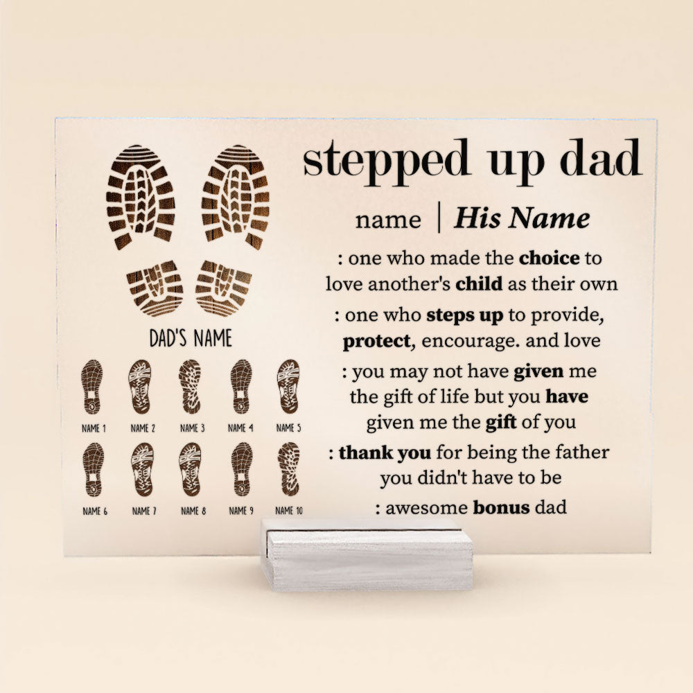 Father's Day Gifts, Thank You Stepped Up Dad - Personalized Acrylic Plaque, Gift for Bonus Dad