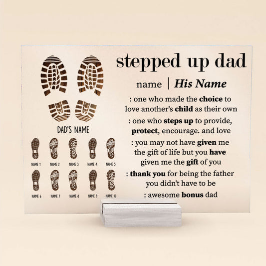 Father's Day Gifts, Thank You Stepped Up Dad - Personalized Acrylic Plaque, Gift for Bonus Dad