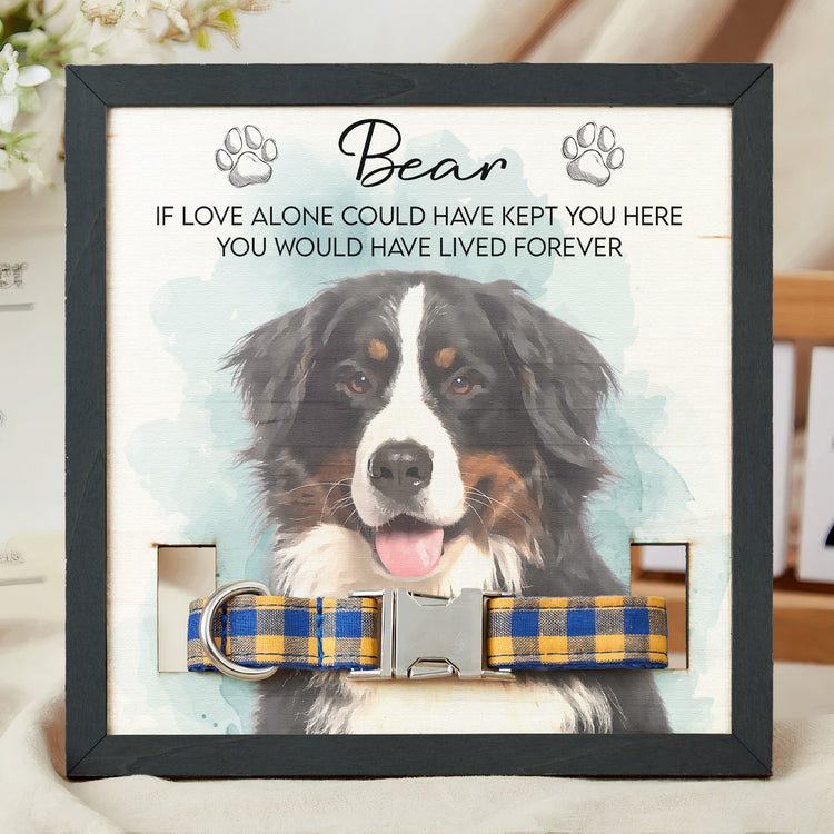 Pet Collar Frame Keepsake Custom Pet Portrait Watecolor Art - Personalized Frame