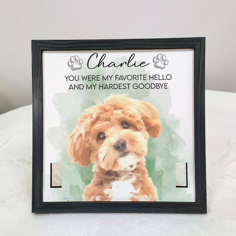 Pet Collar Frame Keepsake Custom Pet Portrait Watecolor Art - Personalized Frame