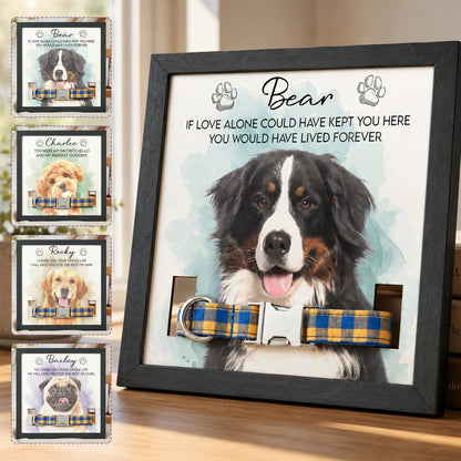 Pet Collar Frame Keepsake Custom Pet Portrait Watecolor Art - Personalized Frame
