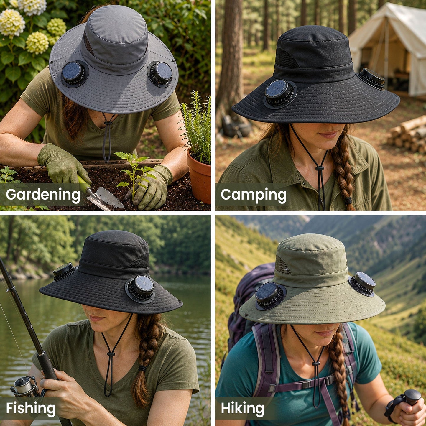 Plant Lady Gardener Of The Year Gift For Her - Personalized Solar Fan Hat, Gift for Gardener
