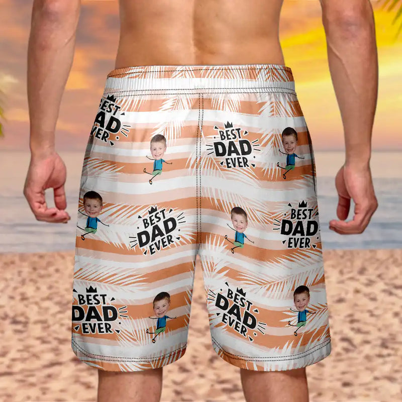 Father's Day Gifts, Custom Photo Best Dad Grandpa Ever - Personalized Unisex Beach Shorts