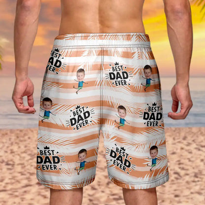 Father's Day Gifts, Custom Photo Best Dad Grandpa Ever - Personalized Unisex Beach Shorts