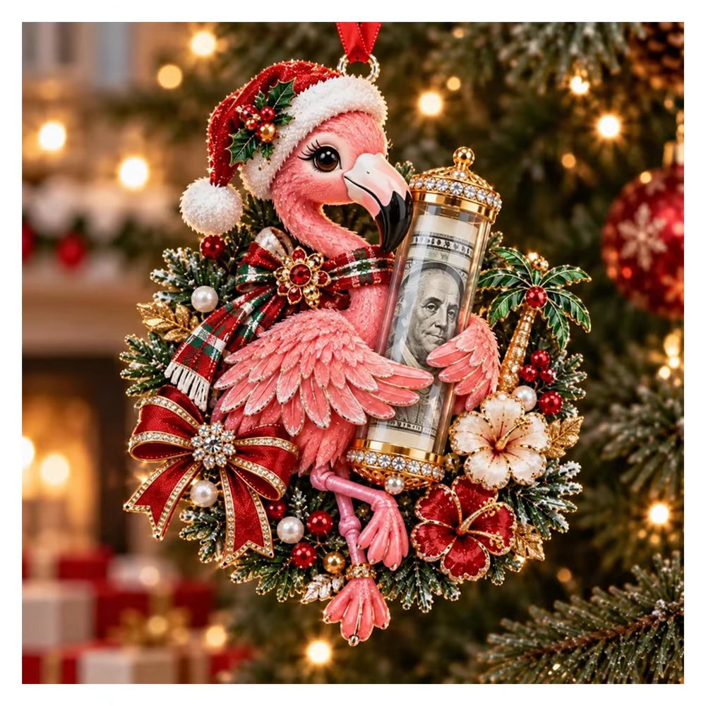 Personalized Christmas Animal Money Holder Ornament, Cute Acrylic Cash Gift for Kids and Family
