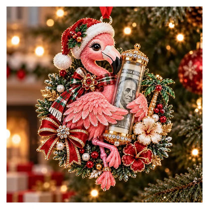 Personalized Christmas Animal Money Holder Ornament, Cute Acrylic Cash Gift for Kids and Family