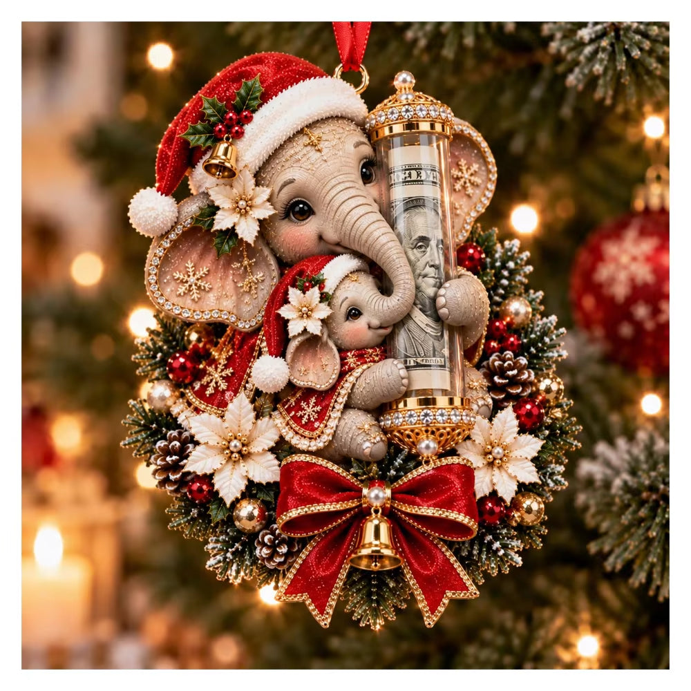 Personalized Christmas Animal Money Holder Ornament, Cute Acrylic Cash Gift for Kids and Family