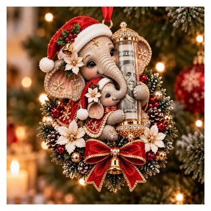 Personalized Christmas Animal Money Holder Ornament, Cute Acrylic Cash Gift for Kids and Family