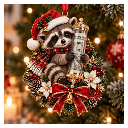 Personalized Christmas Animal Money Holder Ornament, Cute Acrylic Cash Gift for Kids and Family