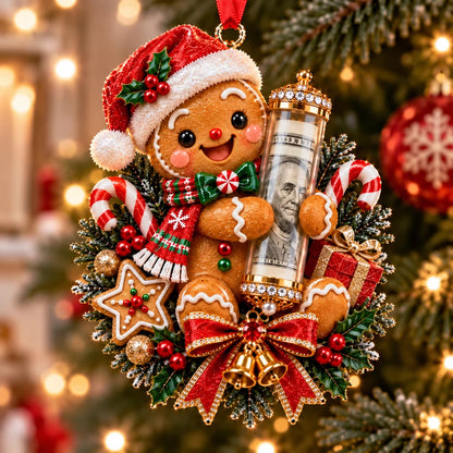 Personalized Christmas Animal Money Holder Ornament, Cute Acrylic Cash Gift for Kids and Family