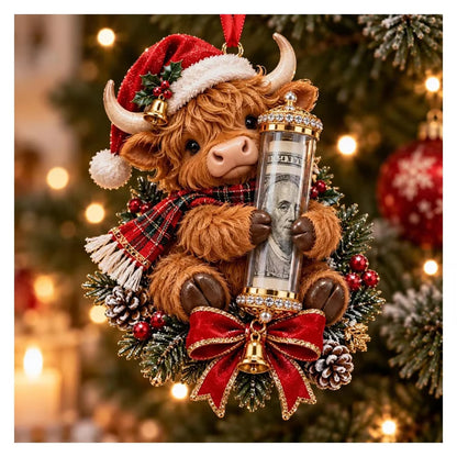 Personalized Christmas Animal Money Holder Ornament, Cute Acrylic Cash Gift for Kids and Family