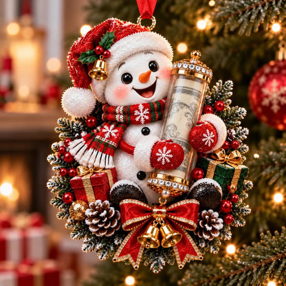 Personalized Christmas Animal Money Holder Ornament, Cute Acrylic Cash Gift for Kids and Family