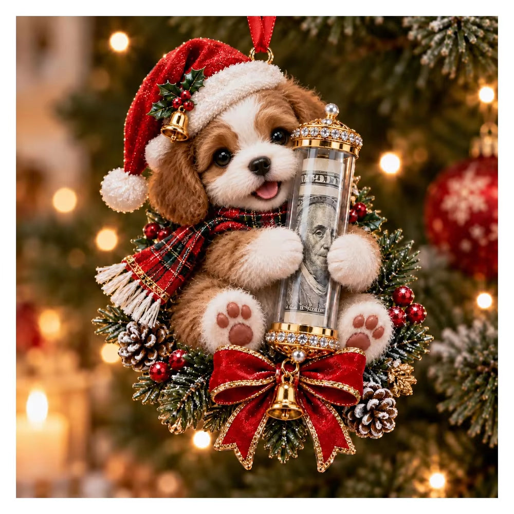 Personalized Christmas Animal Money Holder Ornament, Cute Acrylic Cash Gift for Kids and Family