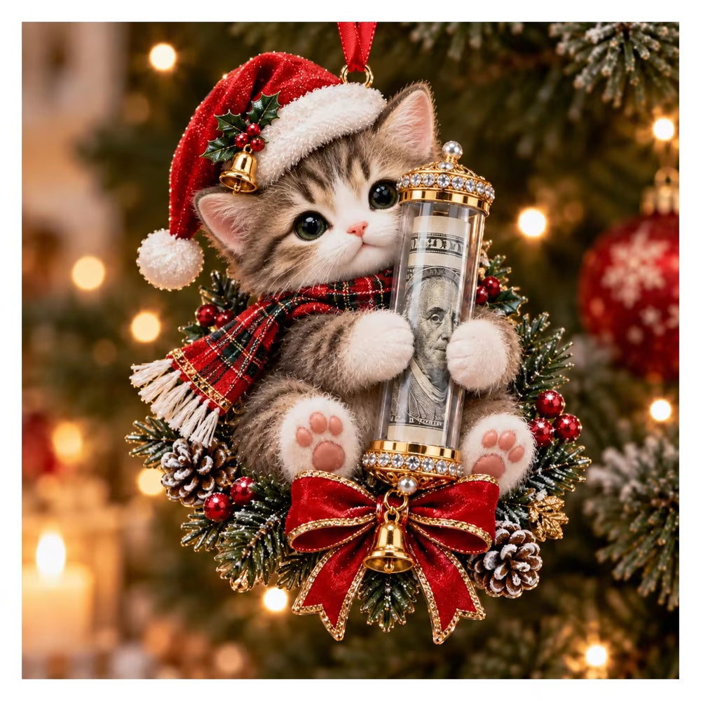 Personalized Christmas Animal Money Holder Ornament, Cute Acrylic Cash Gift for Kids and Family