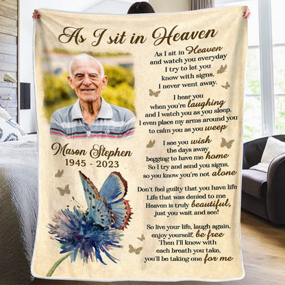 I Try To Let You Know With Signs - Memorial Personalized Custom Blanket - Upload Image, Sympathy Gift, Christmas Gift For Family Members