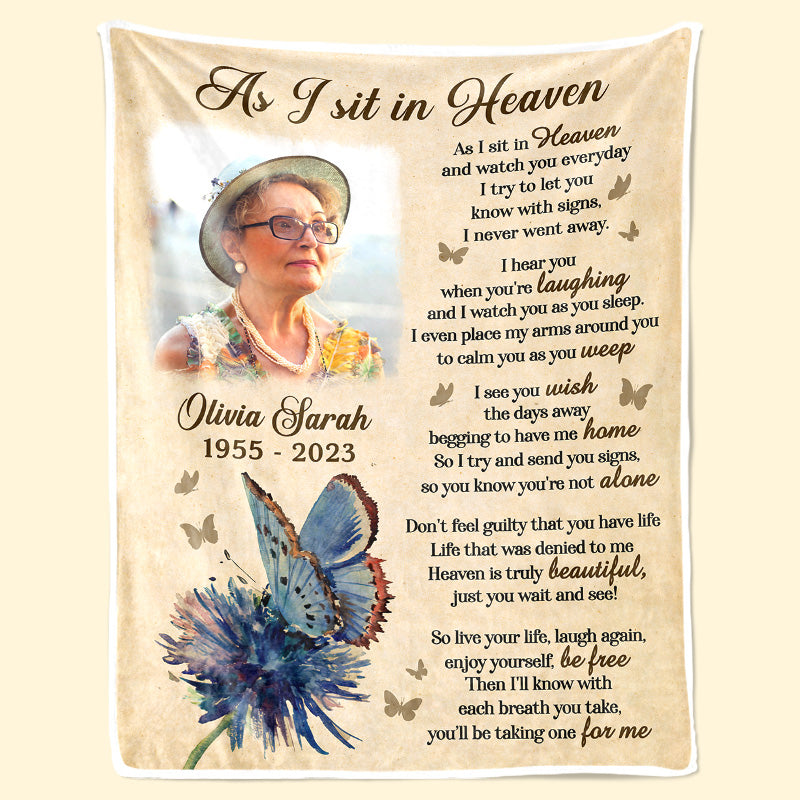 I Try To Let You Know With Signs - Memorial Personalized Custom Blanket - Upload Image, Sympathy Gift, Christmas Gift For Family Members