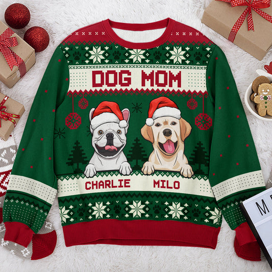 Merry Christmas Dog Dad Dog Mom Ugly Sweater - Personalized Unisex Ugly Christmas Sweatshirt, All-Over-Print Sweatshirt - Gift For Dog Lovers, Pet Lovers, Christmas New Arrival Gift