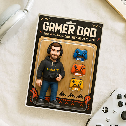 Gamer Dad 3D Effect Acrylic Plaque, Personalized Cooler Dad Block Plaque - Father's Day Birthday Gift For Husband Dad Grandpa