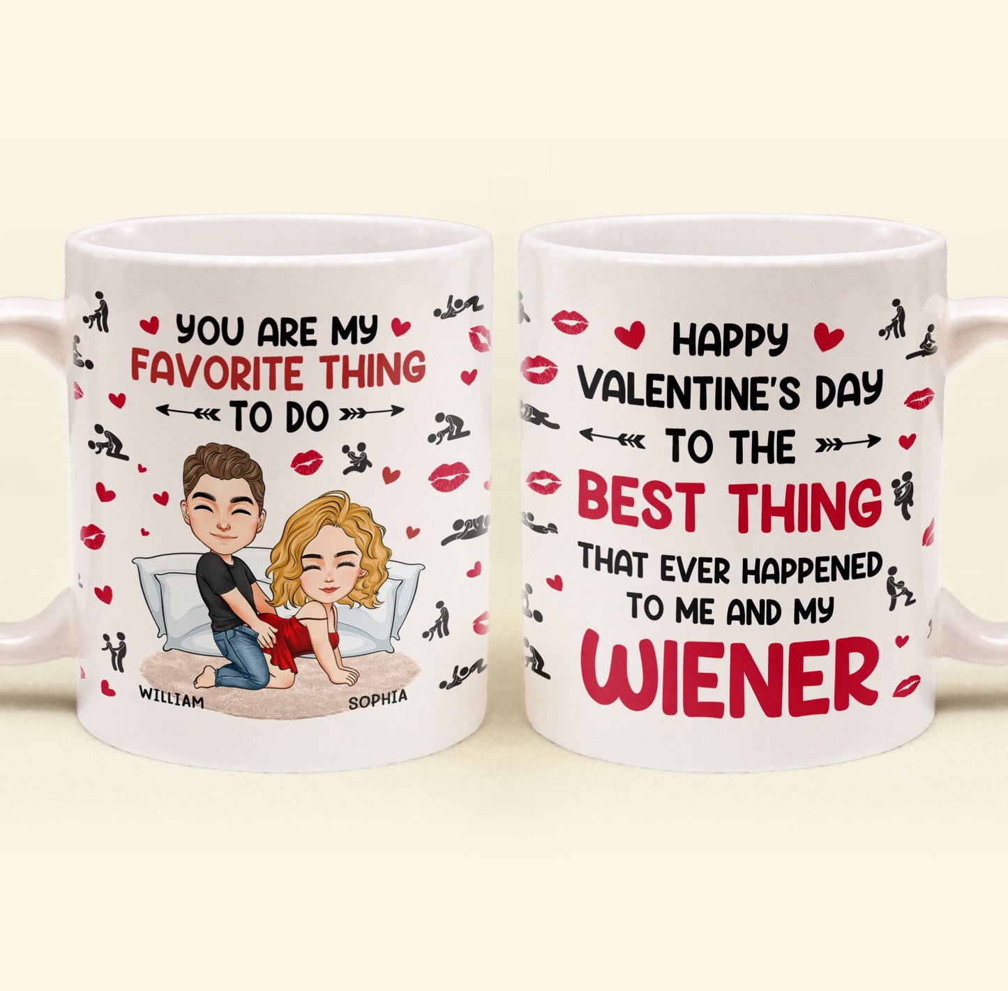 The Best Thing That Ever Happened To Me And My Wiener - Personalized Ceramic Mug, Gift for Wife, Girlfriend