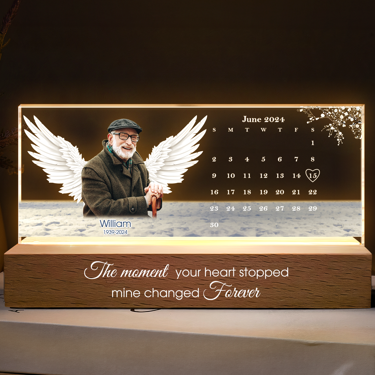 The Day God Called You Home - Personalized Photo LED Night Light, Custom Memorial Rectangle LED Light, Gift for Loss of Loved one