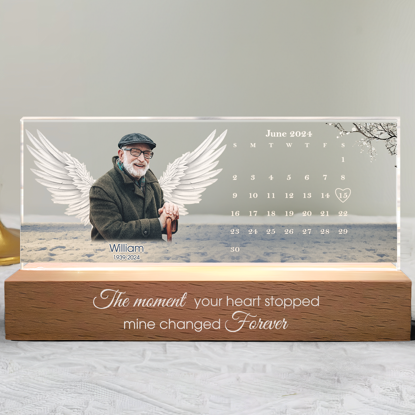 The Day God Called You Home - Personalized Photo LED Night Light, Custom Memorial Rectangle LED Light, Gift for Loss of Loved one