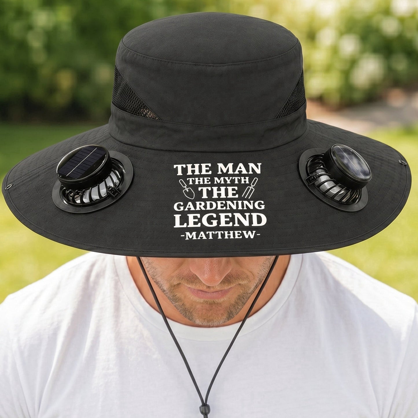 The Man, The Myth, The Gardening Legend - Personalized Solar Fan Hat