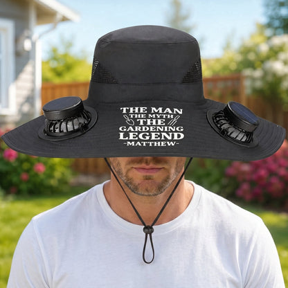 The Man, The Myth, The Gardening Legend - Personalized Solar Fan Hat