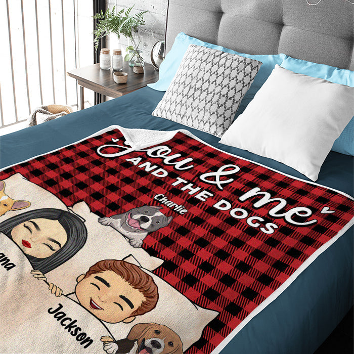You Me And Fur Babies - Dog & Cat Personalized Custom Blanket - Christmas Birthday Gift For Pet Owners, Pet Lovers