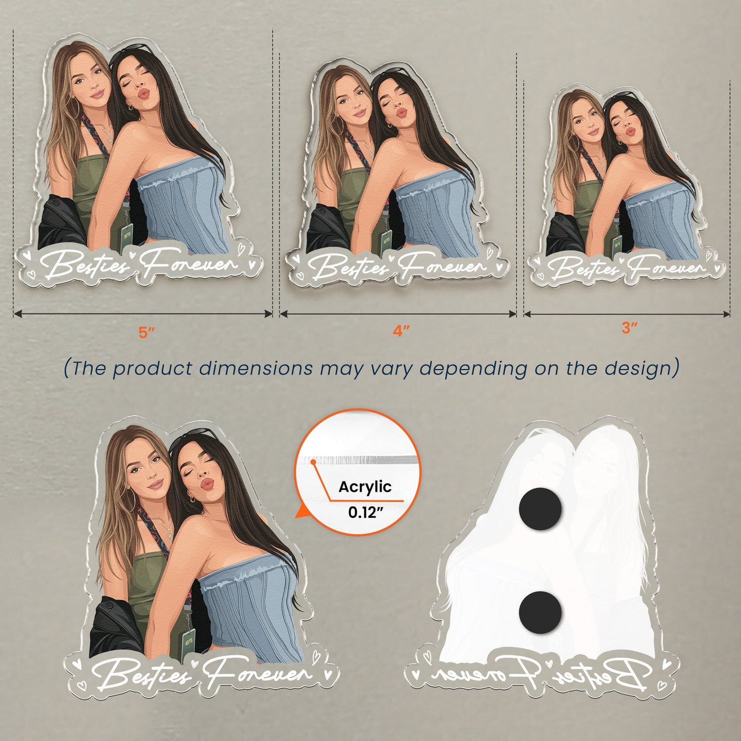 Turn Your Photo Into Art - Besties Forever, Friendship Thank You Gift - Personalized Magnet