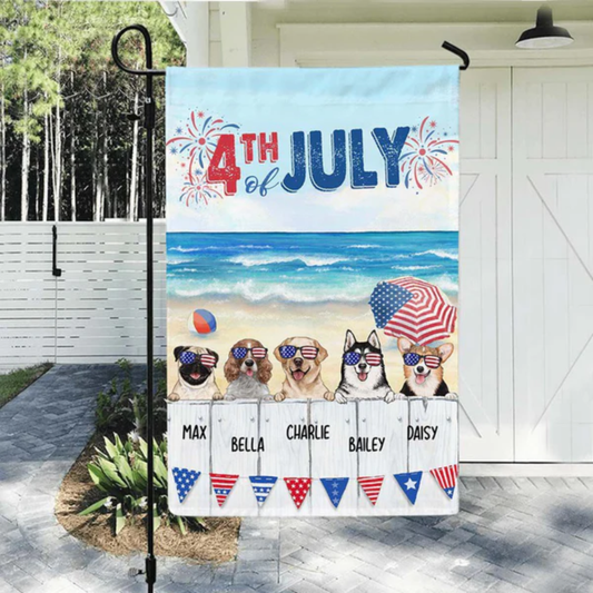 Personalized garden flag for dog lovers - 4th of July - Summer Beach