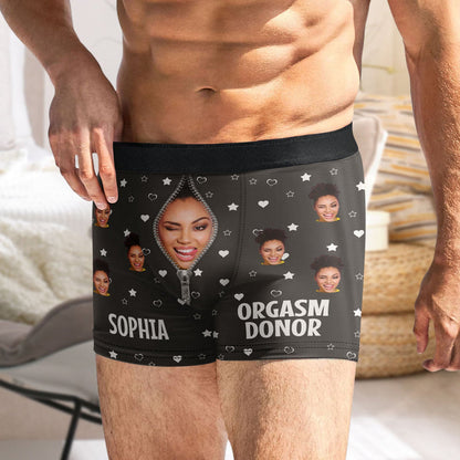 Custom Photo Orgasm Donor I Licked It So It's Mine - Funny Underwear Gift For Husband, Boyfriend - Personalized Men's Boxer Briefs