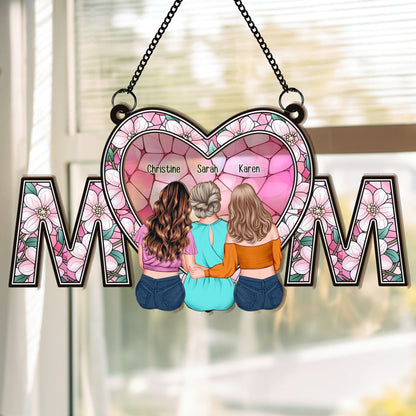 We Love You Mom New Version - Personalized Window Hanging Suncatcher Ornament