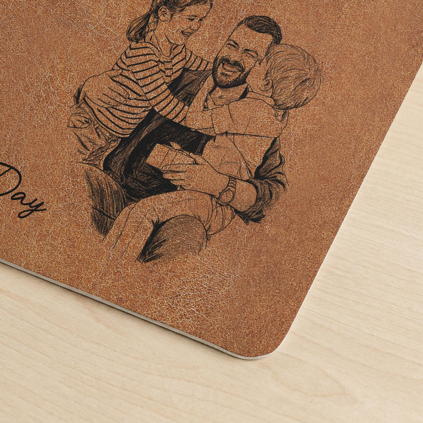 Father's Day Gifts, We Love You Custom Photo Sketch Line Art Father's Day Gift For Husband, Dad - Personalized Desk Mat