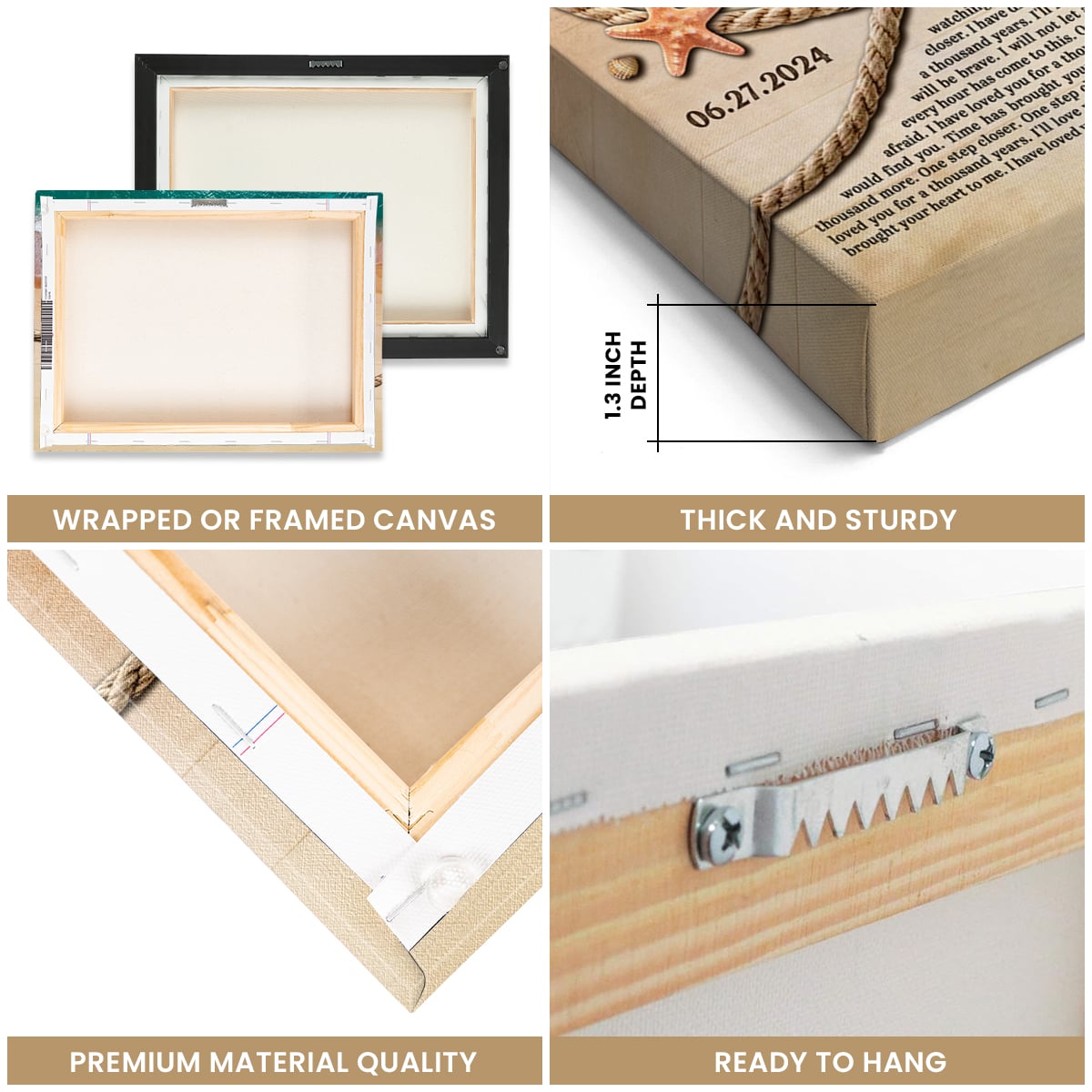 Anniversary Gift Beach Hearts Rope Design With Custom Song Lyrics Canvas Wall Art