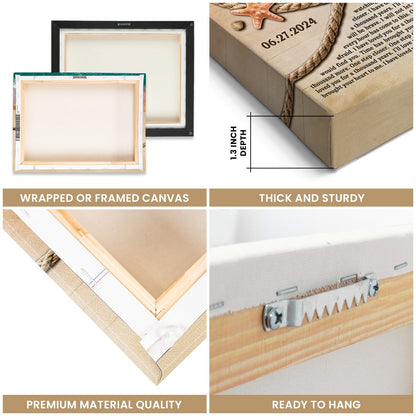 Anniversary Gift Beach Hearts Rope Design With Custom Song Lyrics Canvas Wall Art