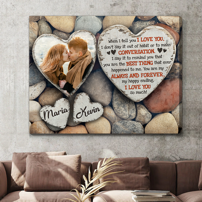 When I Tell You I Love You – Anniversary Gift Heart-Shaped Stone Background Canvas Print