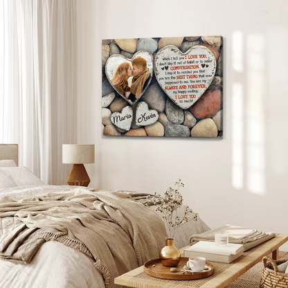 When I Tell You I Love You – Anniversary Gift Heart-Shaped Stone Background Canvas Print