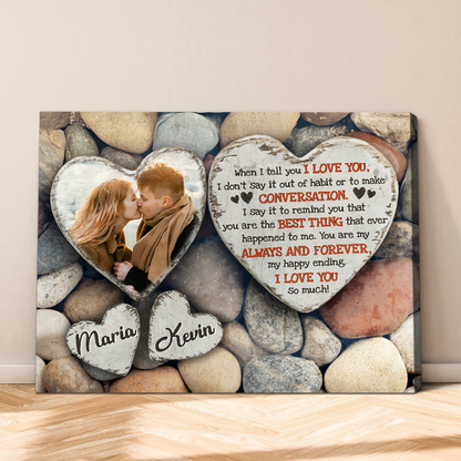 When I Tell You I Love You – Anniversary Gift Heart-Shaped Stone Background Canvas Print