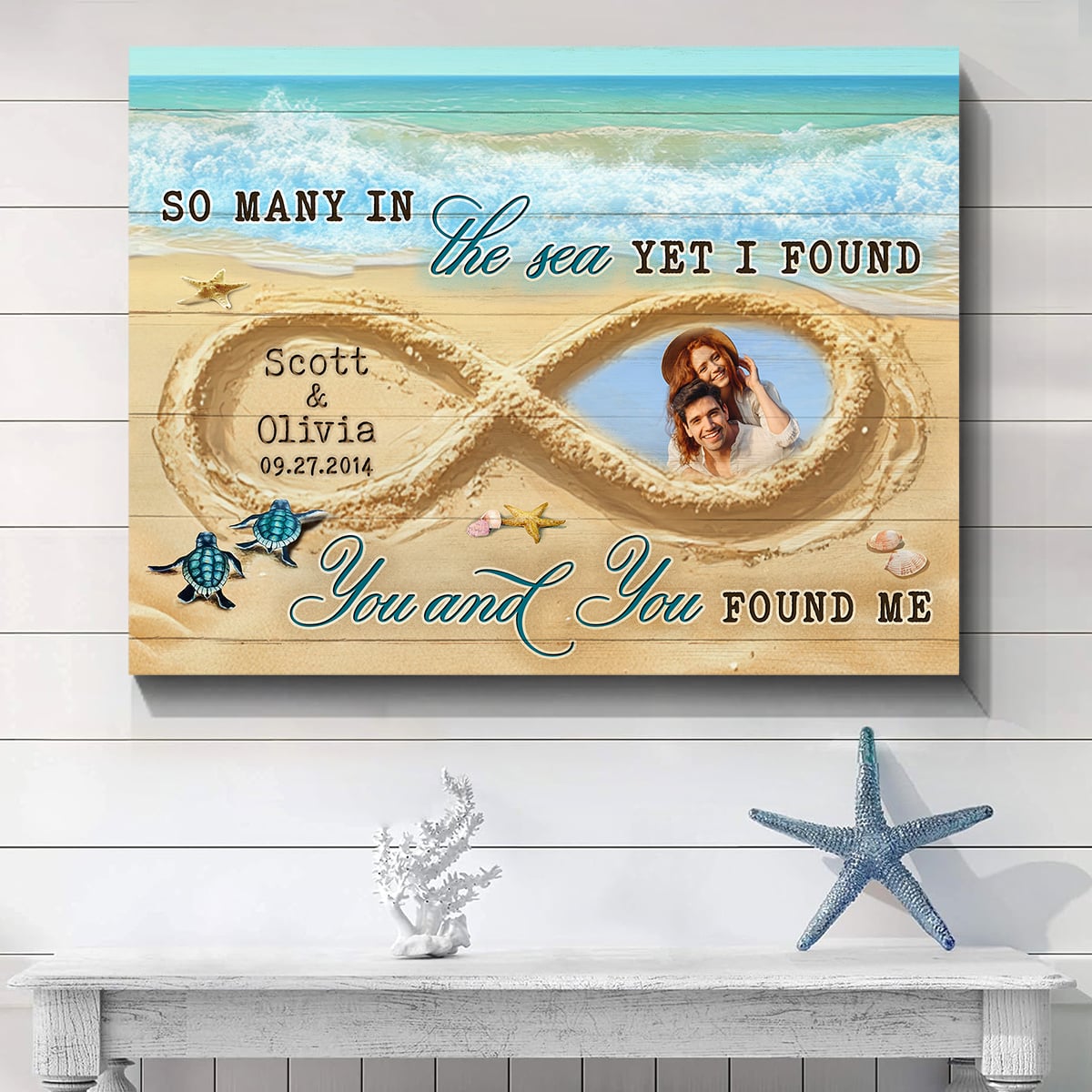 So Many In The Sea – Romantic Beach Infinity Sand Custom Photo Canvas Wall Art