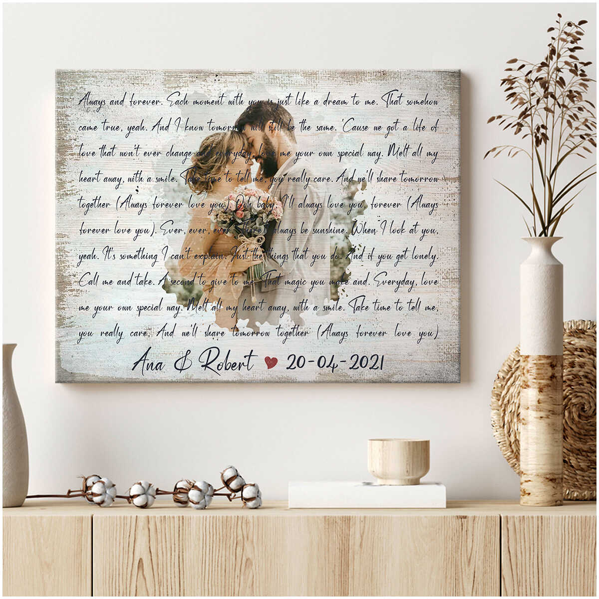 Best Lyrics Song Gift With Custom Photo Gift For Anniversary Canvas Print