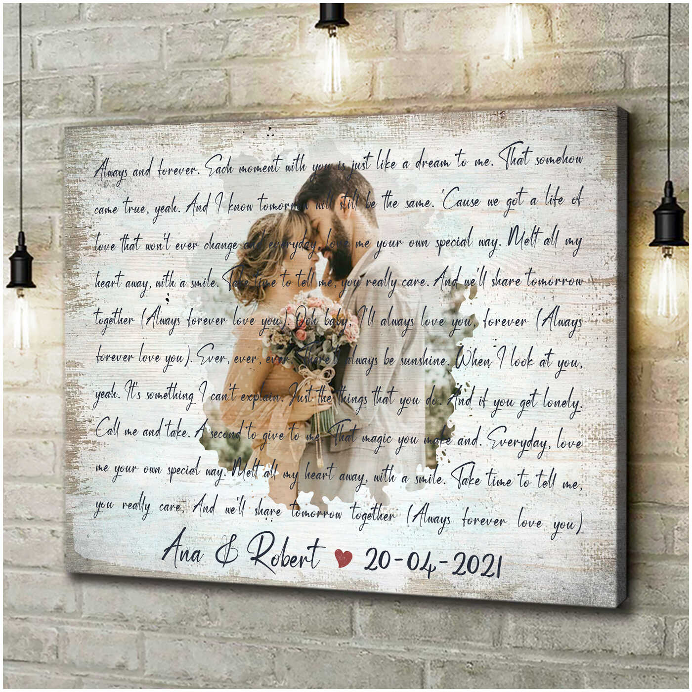 Best Lyrics Song Gift With Custom Photo Gift For Anniversary Canvas Print