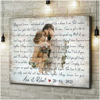 Best Lyrics Song Gift With Custom Photo Gift For Anniversary Canvas Print