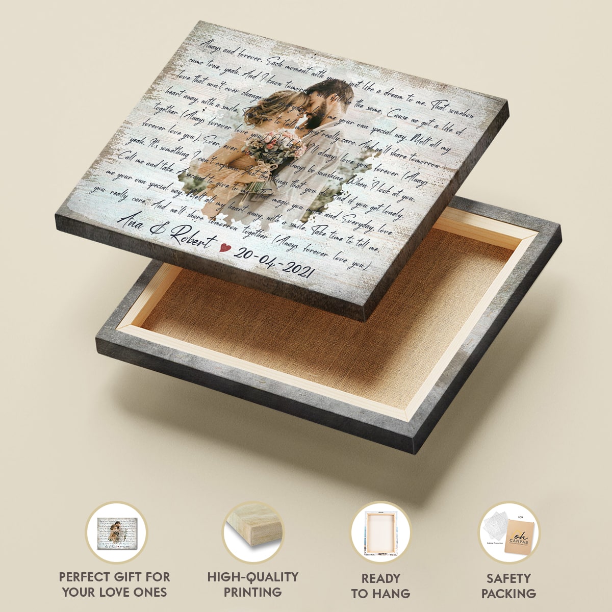 Best Lyrics Song Gift With Custom Photo Gift For Anniversary Canvas Print