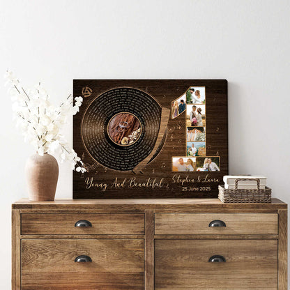 1st Anniversary With Favorite Song Canvas, Personalized Wedding Gift Idea, Wedding Song For Couple, Anniversary Gift