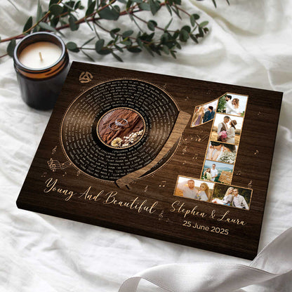 1st Anniversary With Favorite Song Canvas, Personalized Wedding Gift Idea, Wedding Song For Couple, Anniversary Gift